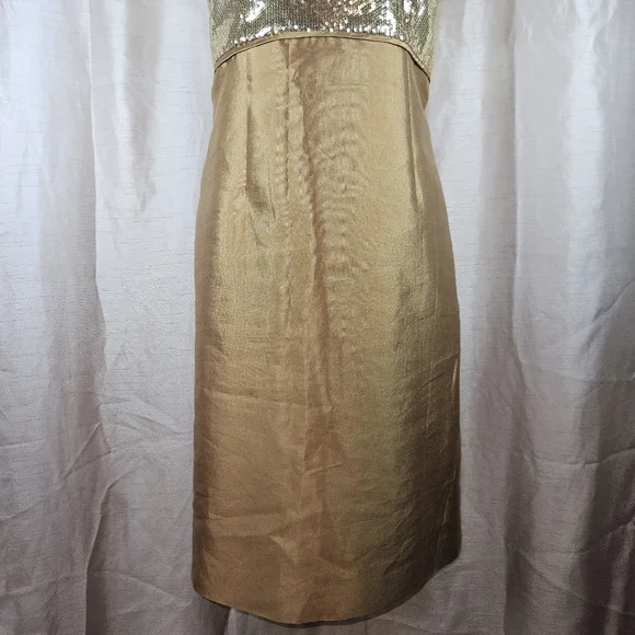NWOT Talbots gold bronze sequined silk shift dress Womens 12 - Picture 7 of 9